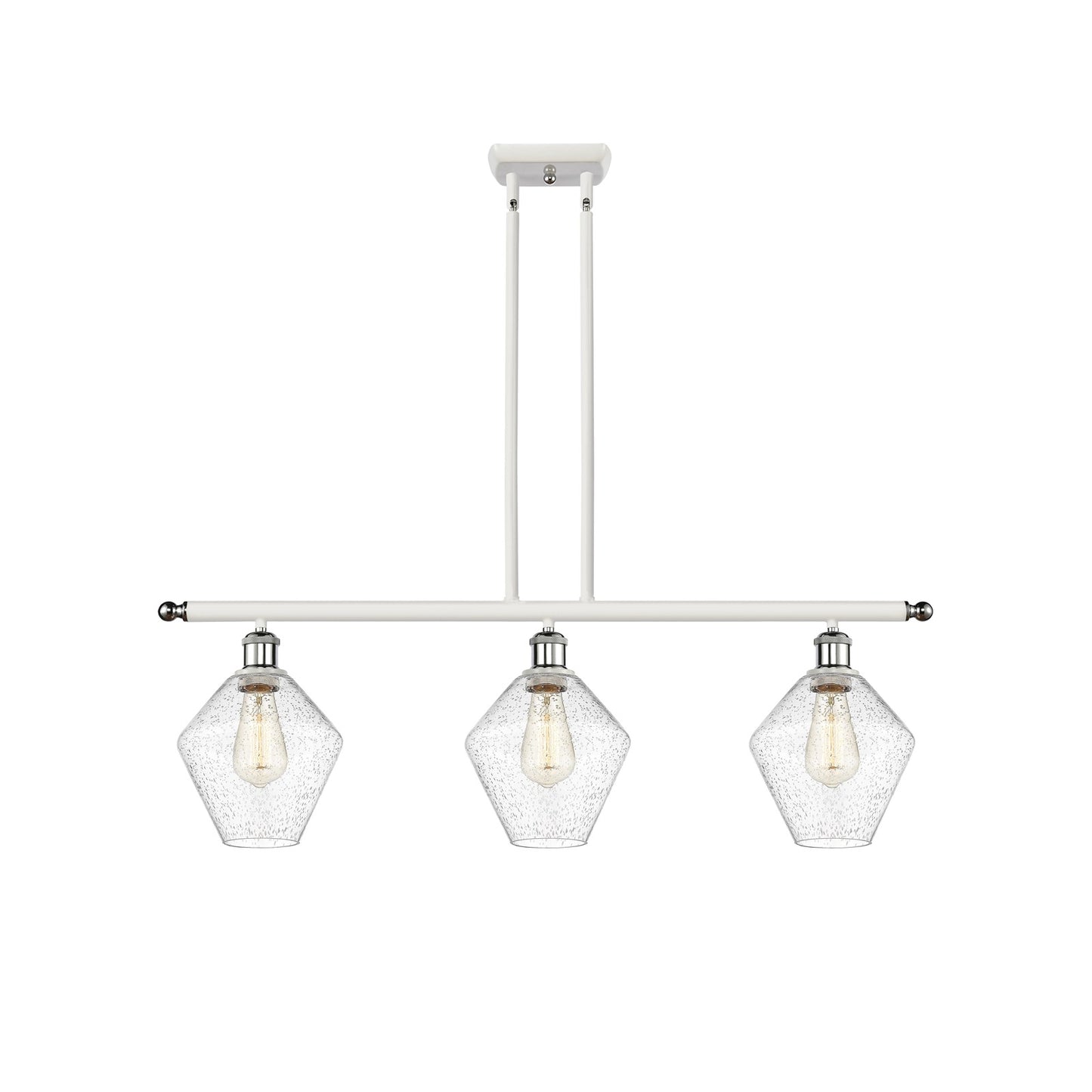 Innovations Ballston Cindyrella 36in 3-Light Island Pendant | Nautical Transitional White and Polished Chrome Steel and Seedy | Model 516-3I-WPC-G654-8