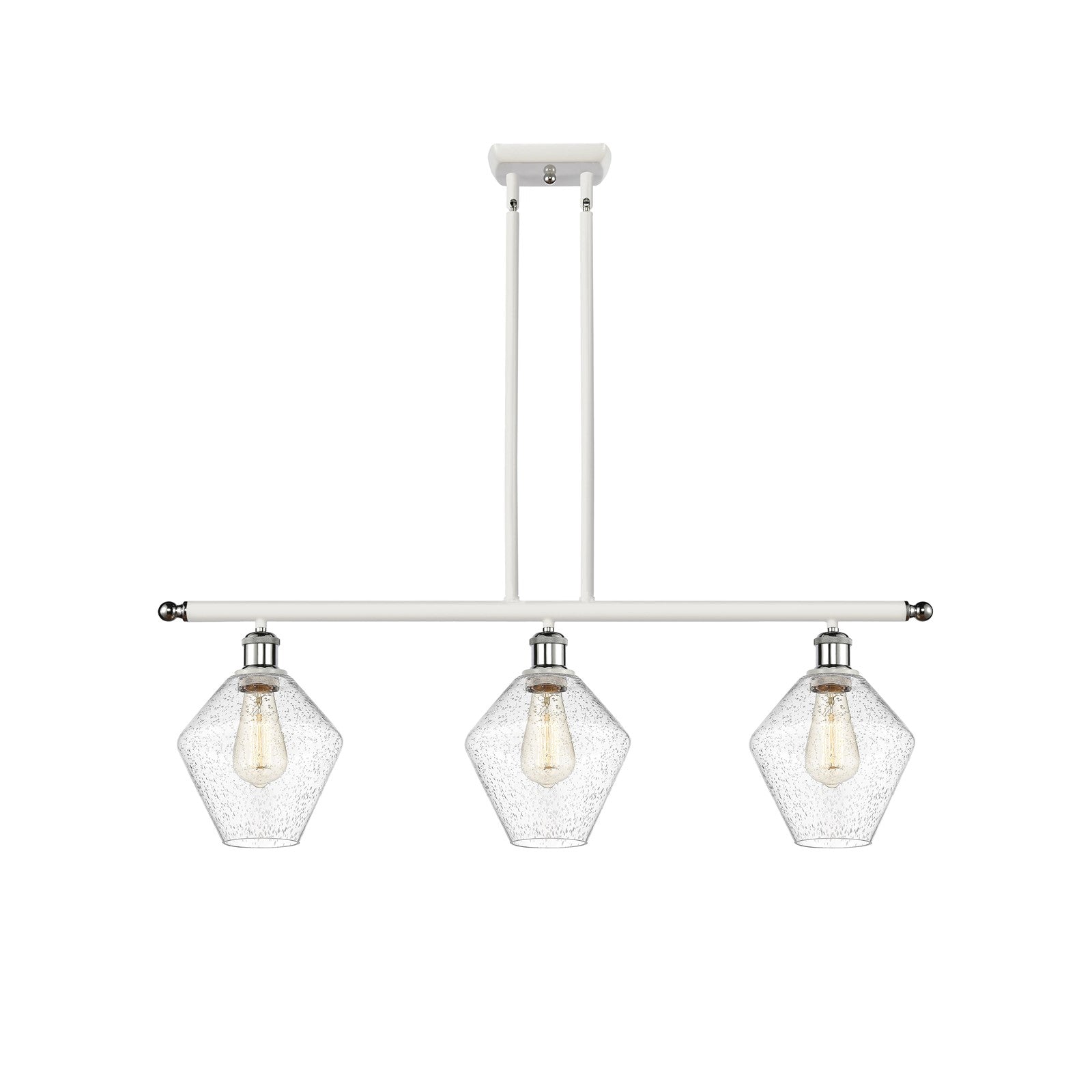 Innovations Ballston Cindyrella 36in 3-Light Island Pendant | Nautical Transitional White and Polished Chrome Steel and Seedy | Model 516-3I-WPC-G654-8