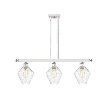 Innovations Ballston Cindyrella 36in 3-Light LED Island Pendant | Transitional White and Polished Chrome Steel with Seedy | Model 516-3I-WPC-G654-8-LED