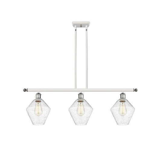 Innovations Ballston Cindyrella 36in 3-Light LED Island Pendant | Transitional White and Polished Chrome Steel with Seedy | Model 516-3I-WPC-G654-8-LED