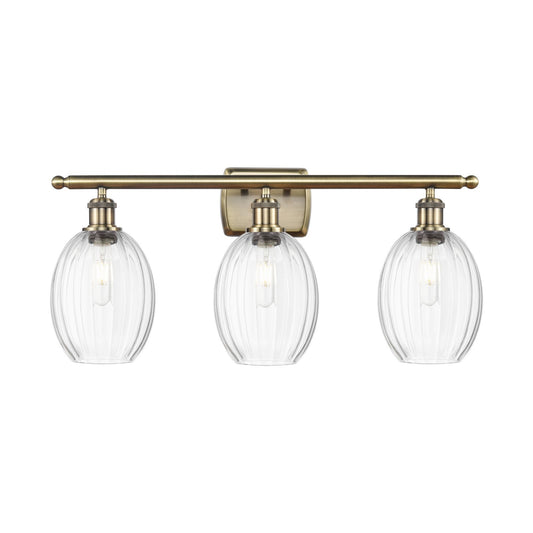Innovations Preston Bulb 26in 3-Light Bath Vanity Light | Industrial Antique Brass and Clear Glass | Bathroom Vanity | 26.25 x | Model 516-3W-AB-G459-6CL