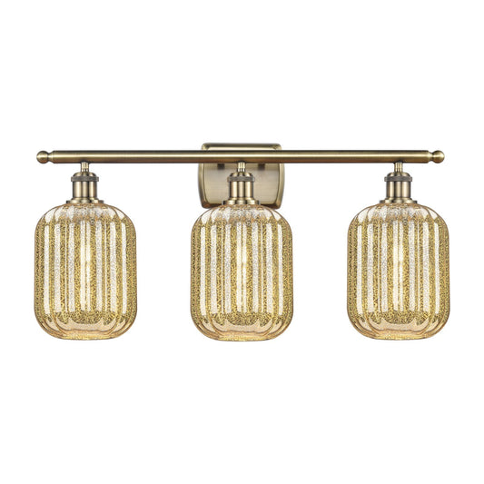 Innovations Preston Cylinder 27in 3-Light Bath Vanity | Industrial Antique Brass Steel and Mercury Glass | Bathroom Vanity & | Model 516-3W-AB-G460-7ME