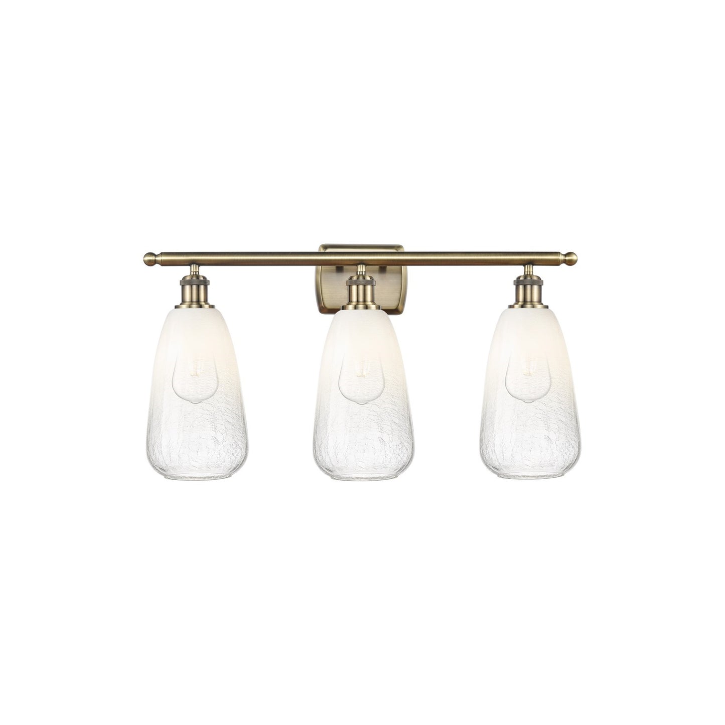 Innovations Brookhaven Almond 26in 3-Light Bath Vanity Light | Industrial Antique Brass Steel and Opal Glass | Bathroom Vanity | Model 516-3W-AB-G480-6OP