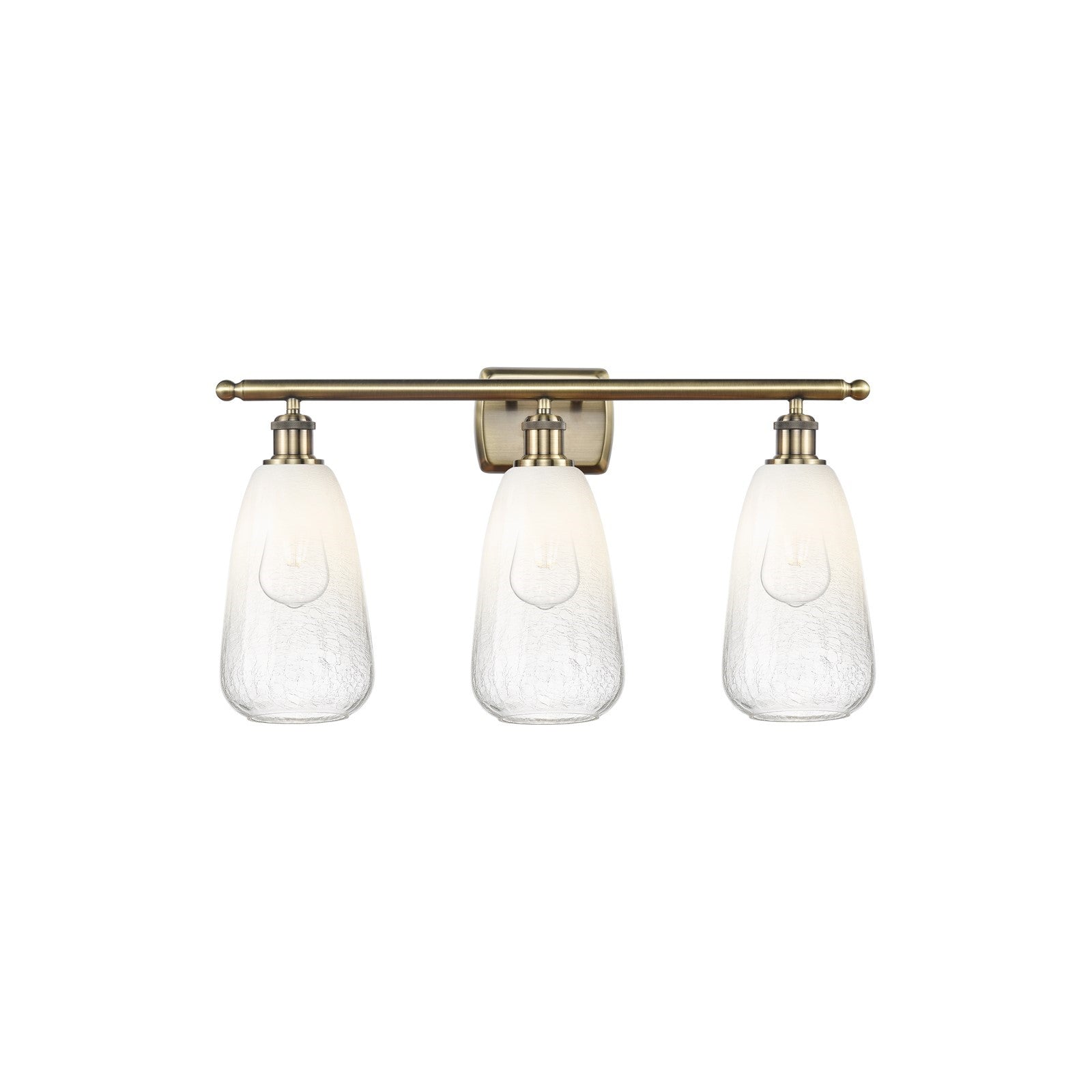 Innovations Brookhaven Almond 26in 3-Light Bath Vanity Light | Industrial Antique Brass Steel and Opal Glass | Bathroom Vanity | Model 516-3W-AB-G480-6OP