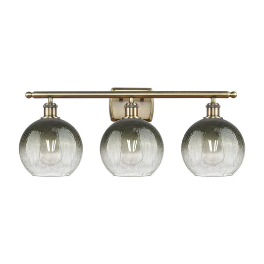 Innovations Brookhaven Globe 28in 3-Light Bath Vanity Light | Industrial Antique Brass Steel and Slate Glass | Bathroom Vanity | Model 516-3W-AB-G483-8SL