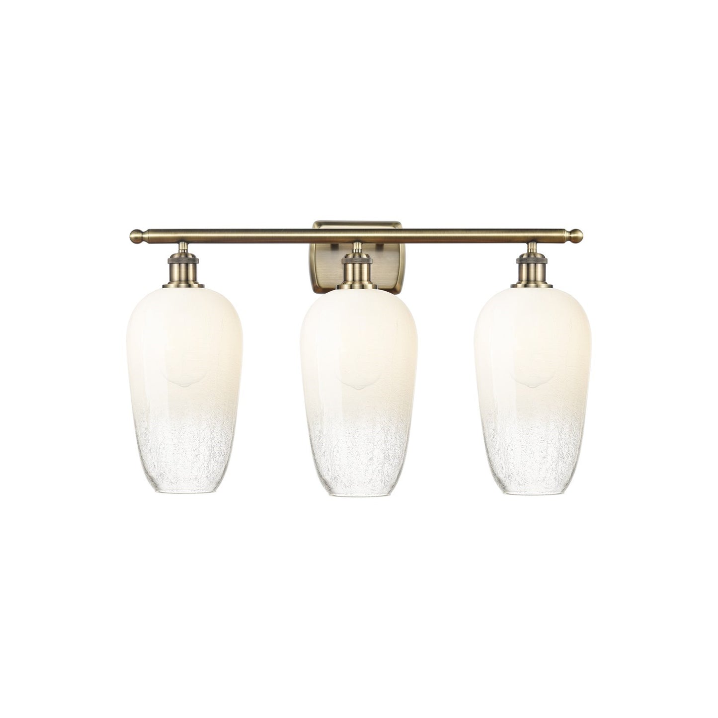 Innovations Brookhaven Flute 27in 3-Light Bath Vanity | Industrial Antique Brass Steel and Opal Glass | Bathroom Vanity Light | Model 516-3W-AB-G484-7OP