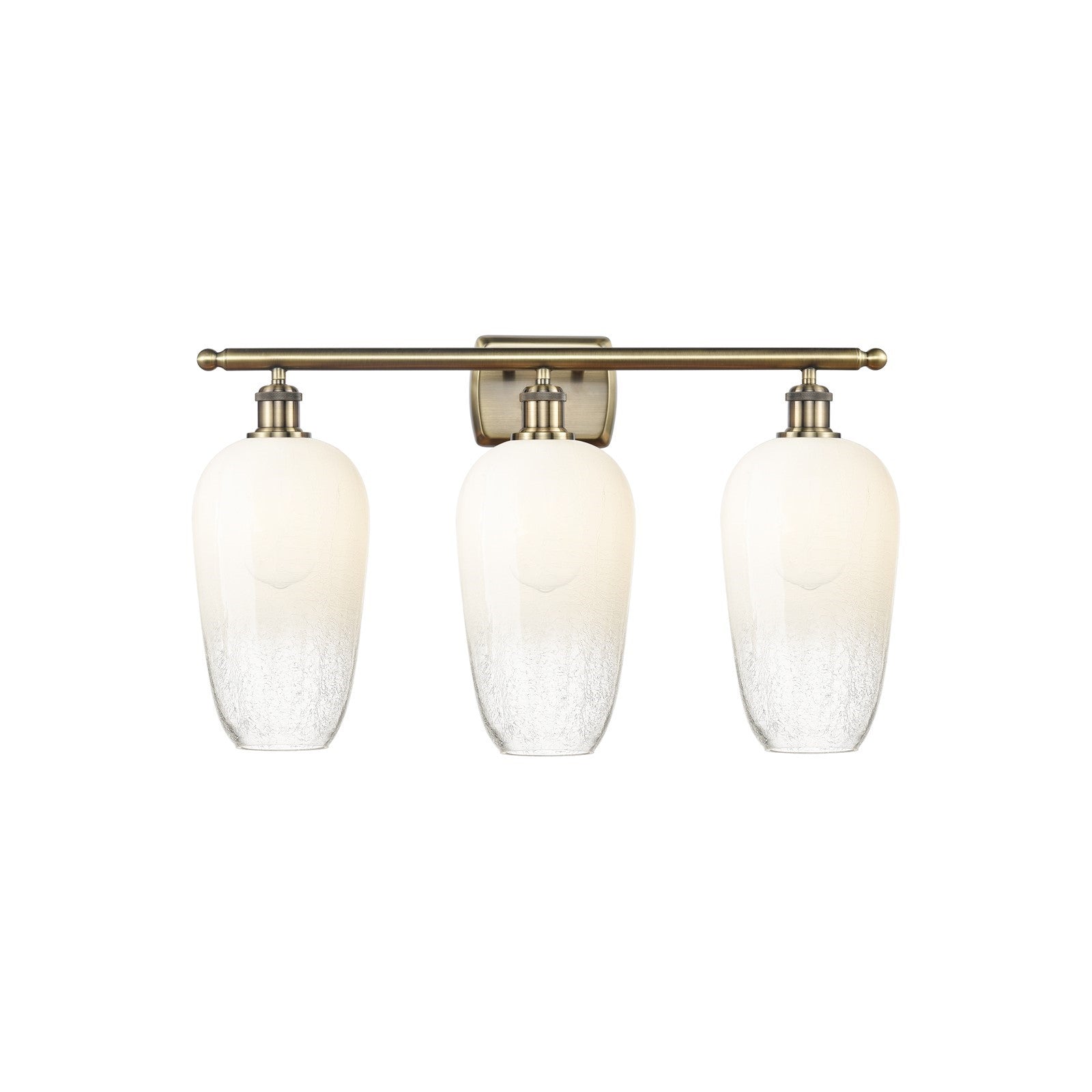 Innovations Brookhaven Flute 27in 3-Light Bath Vanity | Industrial Antique Brass Steel and Opal Glass | Bathroom Vanity Light | Model 516-3W-AB-G484-7OP