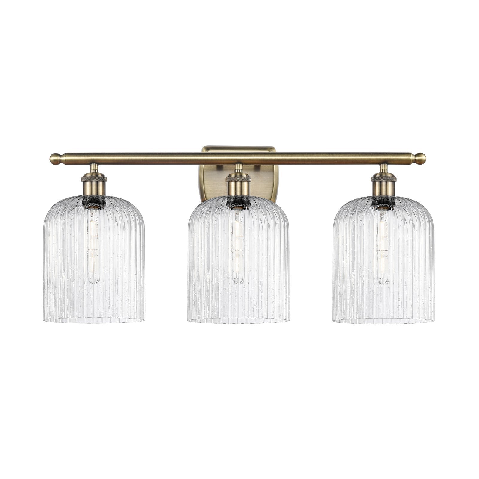 Innovations Bridal Veil 25in 3-Light Bath Vanity Light | Art Nouveau Industrial Antique Brass and Seedy Glass | Bathroom | Model 516-3W-AB-G559-8SDY
