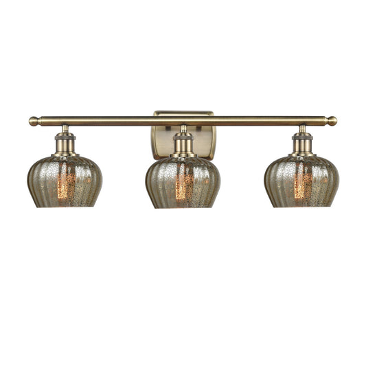 Innovations Fenton 27in 3-Light Bath Vanity Light | Industrial Antique Brass and Mercury Glass | Bathroom Vanity | 26.5 x 8.5 x 7.38 | Model 516-3W-AB-G96