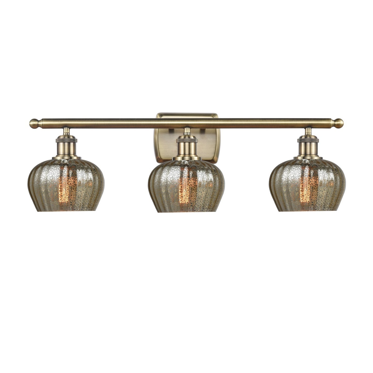 Innovations Fenton 27in 3-Light Bath Vanity Light | Industrial Antique Brass and Mercury Glass | Bathroom Vanity | 26.5 x 8.5 x 7.38 | Model 516-3W-AB-G96