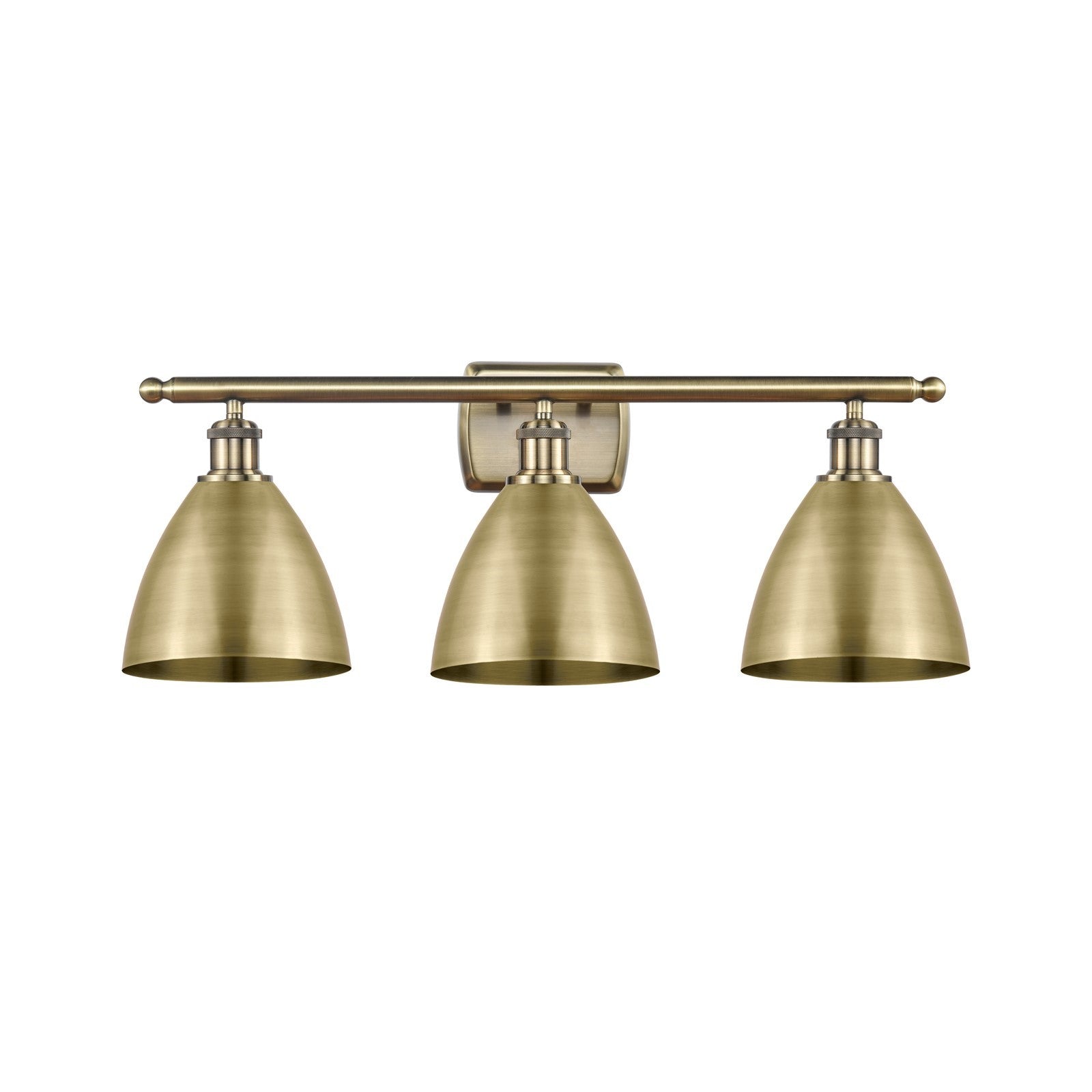 Innovations Bristol 28in 3-Light Bath Vanity | Industrial Antique Brass Steel and Antique Brass Metal | Bathroom Vanity Light | Model 516-3W-AB-MBD-75-AB