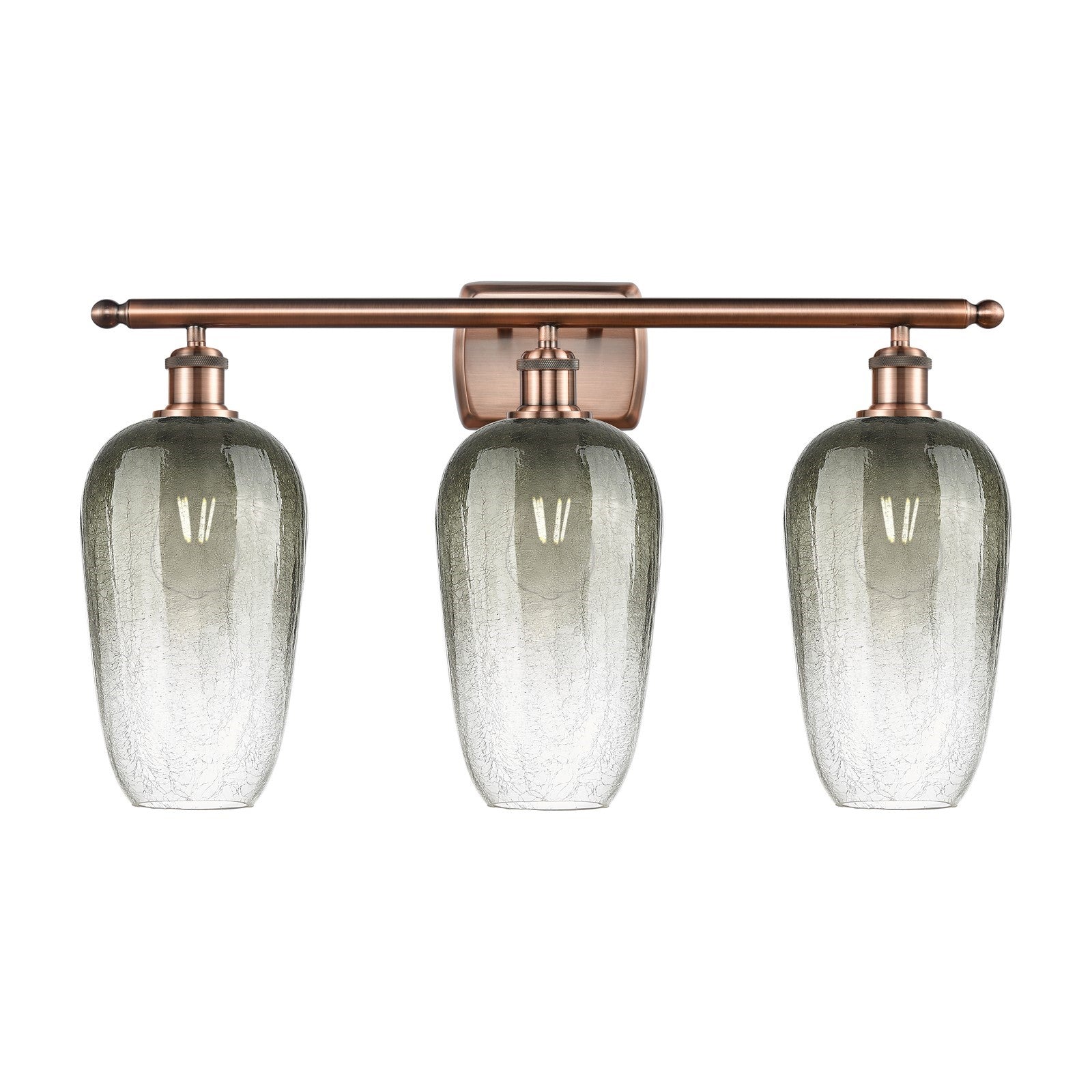 Innovations Brookhaven Flute 27in 3-Light Bath Vanity Light | Industrial Antique Copper and Slate Glass | Bathroom Vanity | 27 | Model 516-3W-AC-G484-7SL