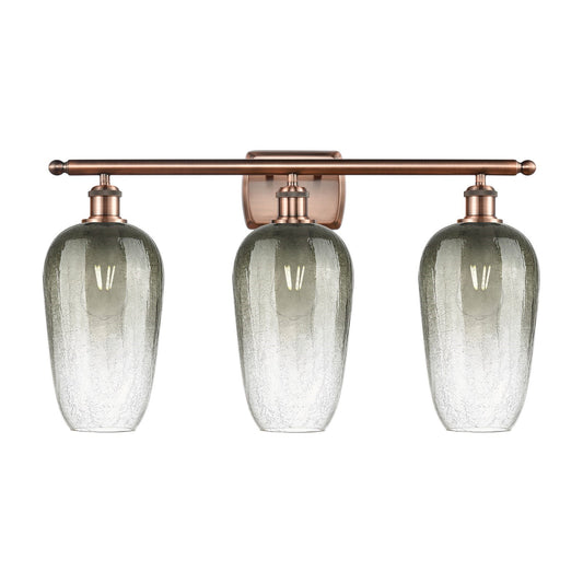 Innovations Brookhaven Flute 27in 3-Light Bath Vanity Light | Industrial Antique Copper and Slate Glass | Bathroom Vanity | 27 | Model 516-3W-AC-G484-7SL