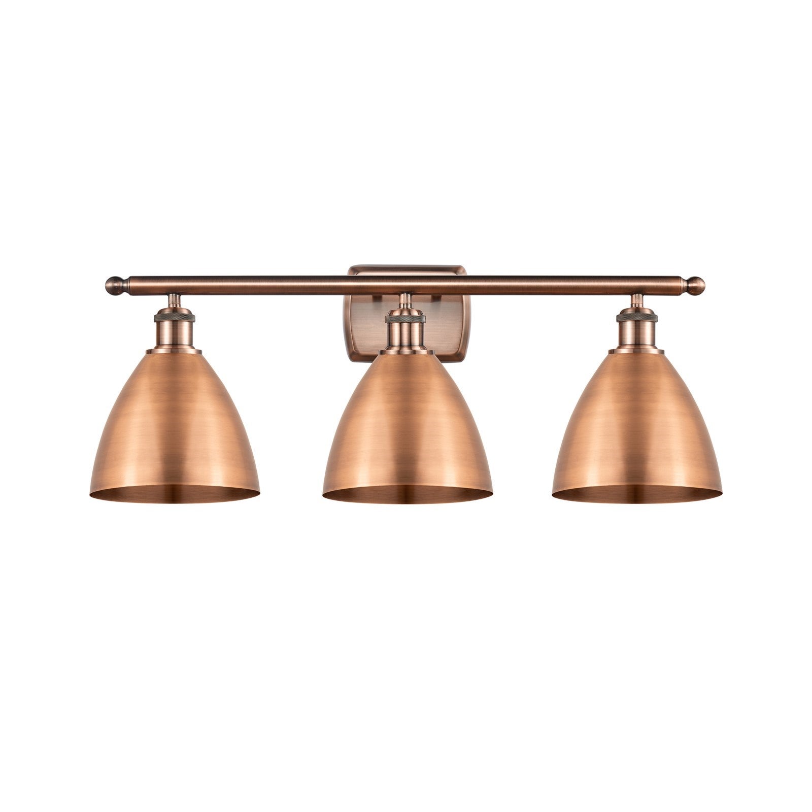 Innovations Bristol 28in 3-Light Bath Vanity Light | Industrial Antique Copper Steel and Cast Brass with Antique Copper | Model 516-3W-AC-MBD-75-AC-LED