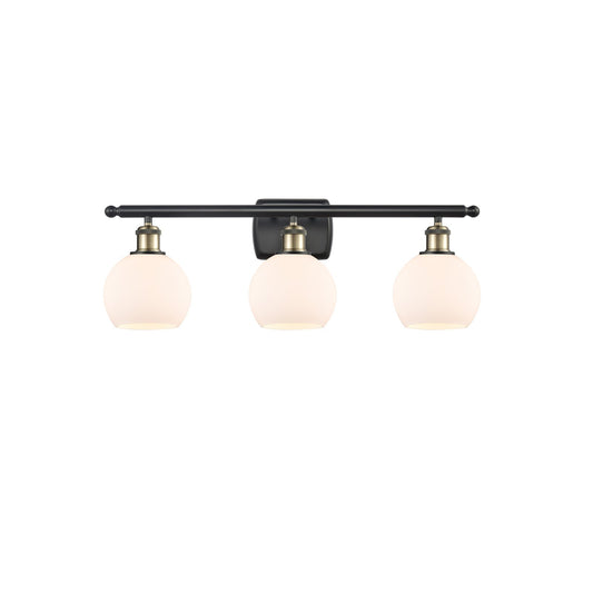 Innovations Athens 26in 3-Light Bath Vanity Light | Industrial Black Antique Brass and Matte White Glass | Bathroom Vanity | Model 516-3W-BAB-G121-6