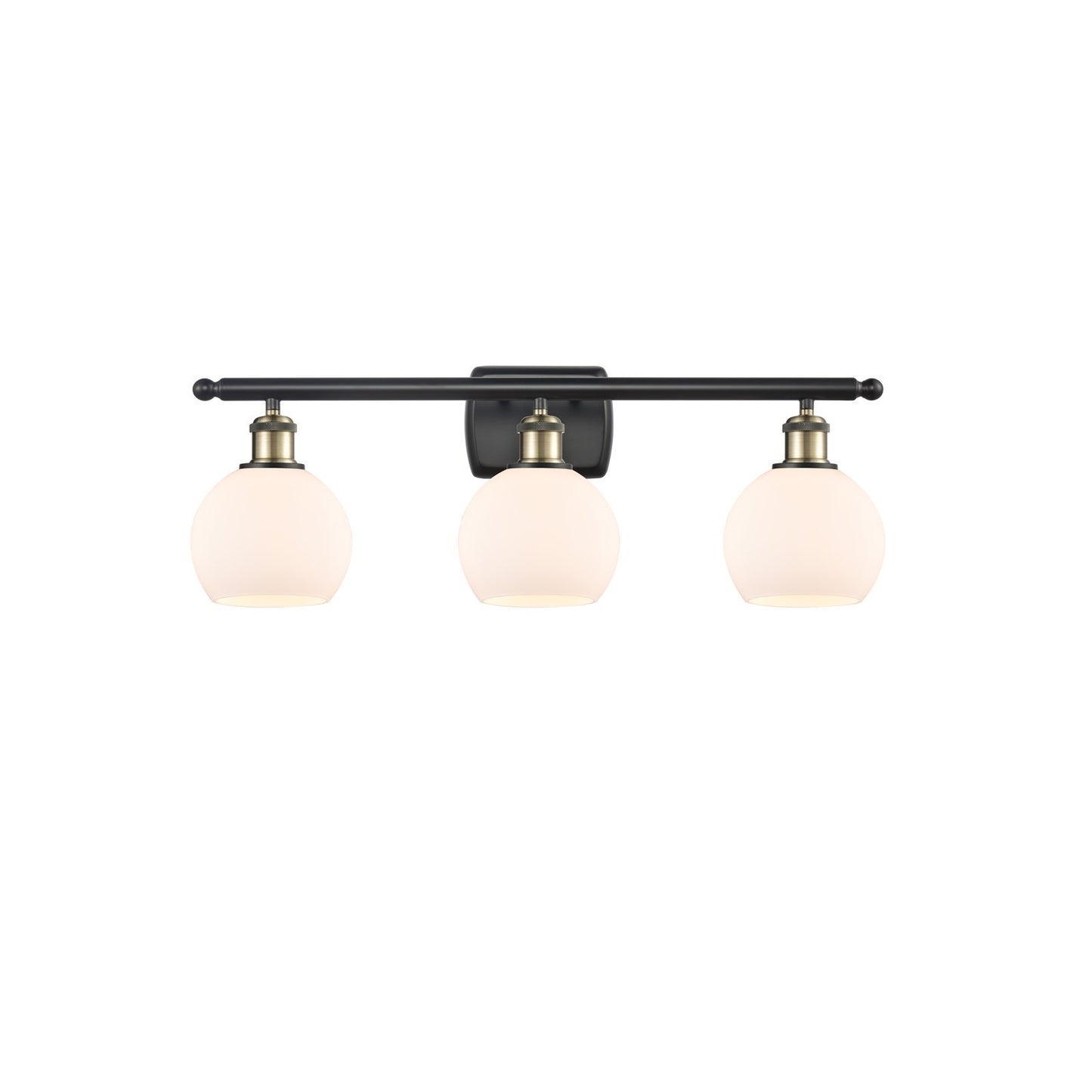 Innovations Athens 26in 3-Light Bath Vanity Light | Industrial Black Antique Brass and Matte White Glass | Bathroom Vanity | Model 516-3W-BAB-G121-6-LED