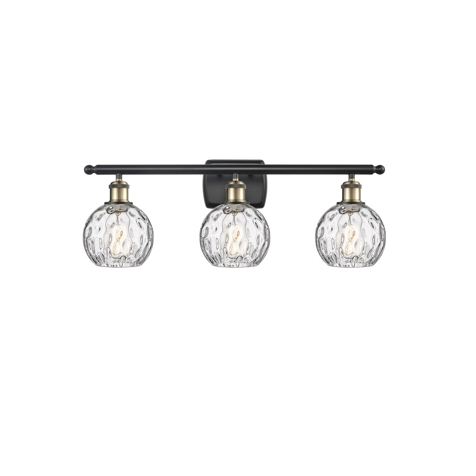 Innovations Athens Water Glass 26in 3-Light Bath Vanity Light | Industrial Black Antique Brass and Clear Water Glass | Model 516-3W-BAB-G1215-6-LED