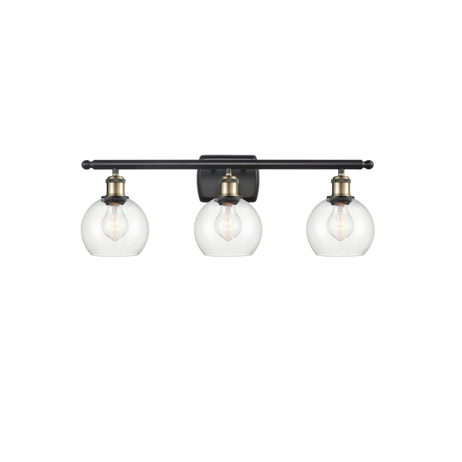 Innovations Athens 26in 3-Light Bath Vanity Light | Industrial Black Antique Brass and Clear Glass | Bathroom Vanity | 25.88 x | Model 516-3W-BAB-G122-6