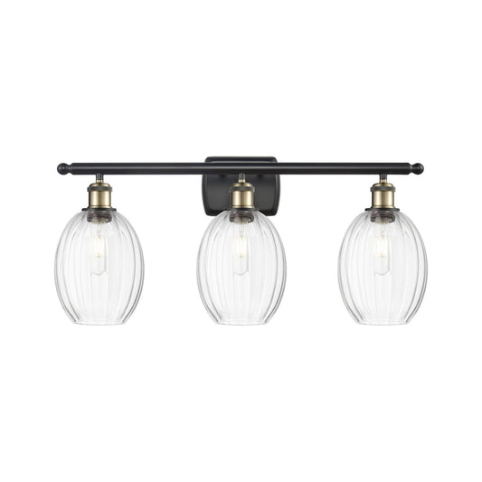 Innovations Preston Bulb 26in 3-Light Bath Vanity Light | Industrial Black Antique Brass and Clear Glass | Bathroom Vanity | Model 516-3W-BAB-G459-6CL