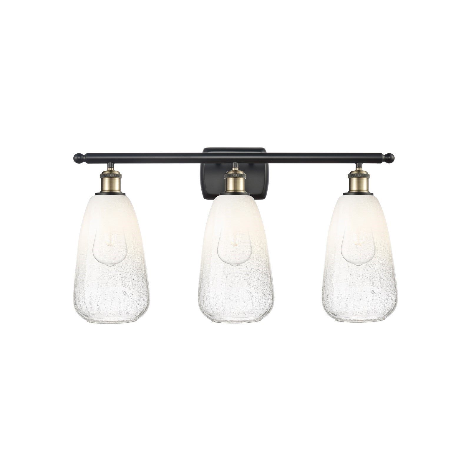 Innovations Brookhaven Almond 26in 3-Light Bath Vanity Light | Industrial Black Antique Brass and Opal Glass | Bathroom Vanity | Model 516-3W-BAB-G480-6OP