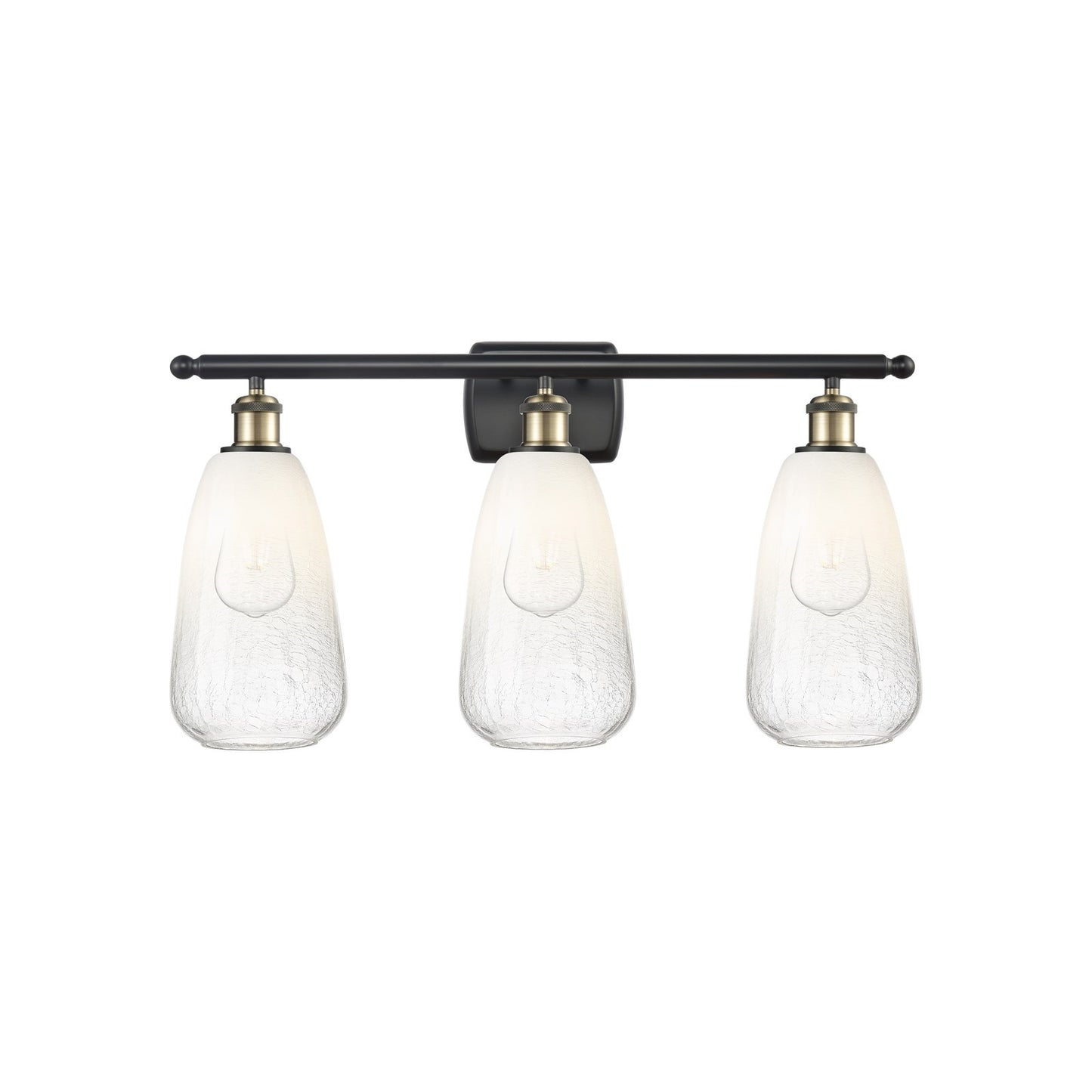 Innovations Brookhaven Almond 26in 3-Light Bath Vanity Light | Industrial Black Antique Brass and Opal Glass | Bathroom Vanity | Model 516-3W-BAB-G480-6OP