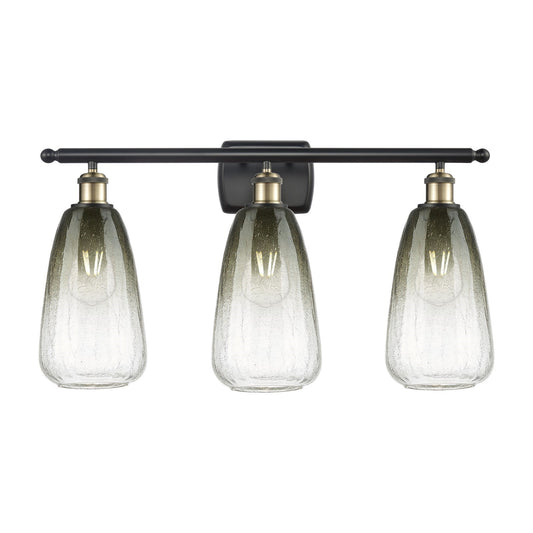 Innovations Brookhaven Almond 26in 3-Light Bath Vanity Light | Industrial Black Antique Brass and Slate Glass | Bathroom | Model 516-3W-BAB-G480-6SL