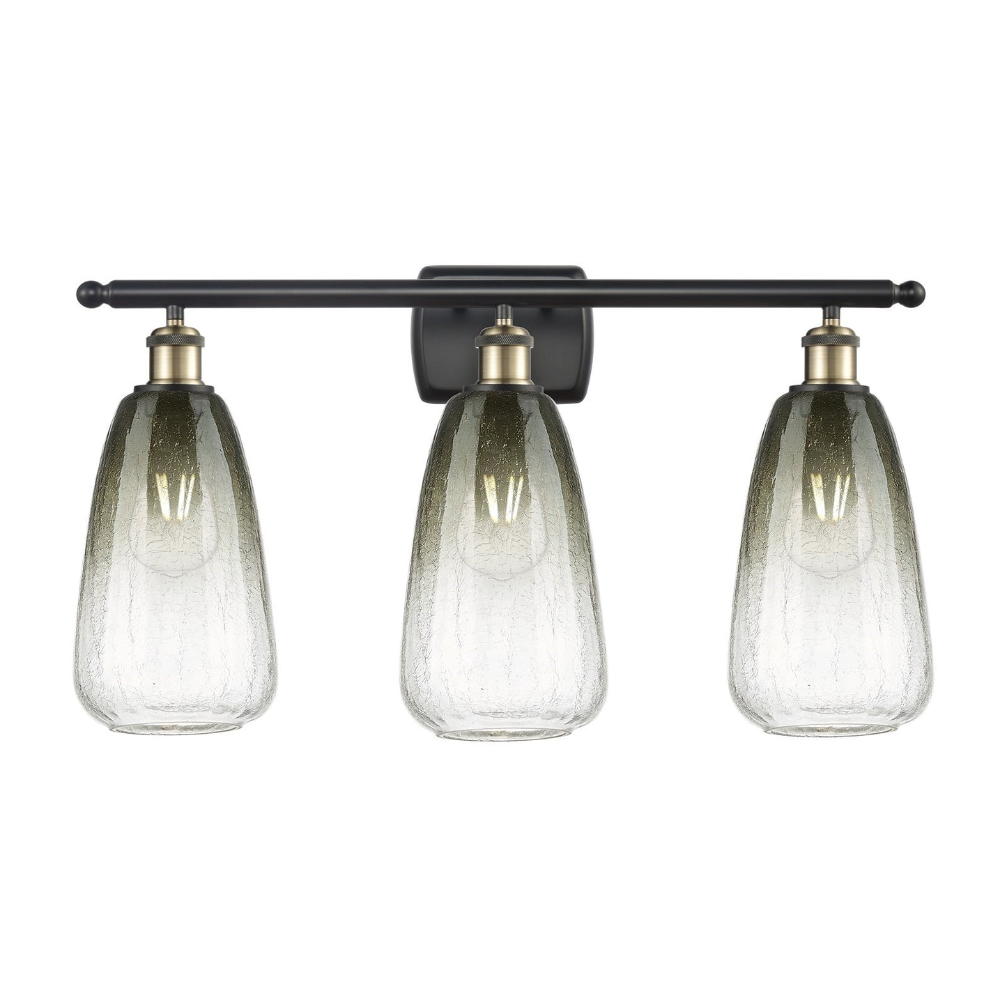 Innovations Brookhaven Almond 26in 3-Light Bath Vanity Light | Industrial Black Antique Brass and Slate Glass | Bathroom | Model 516-3W-BAB-G480-6SL