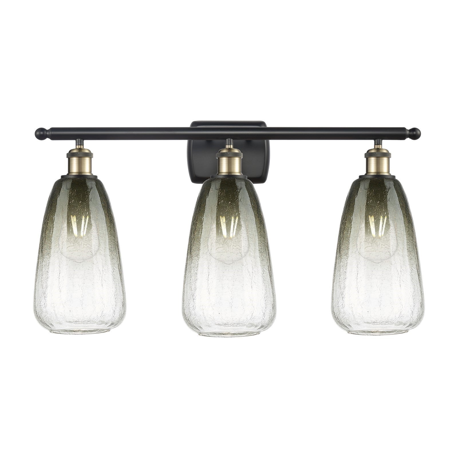 Innovations Brookhaven Almond 26in 3-Light Bath Vanity Light | Industrial Black Antique Brass and Slate Glass | Bathroom | Model 516-3W-BAB-G480-6SL