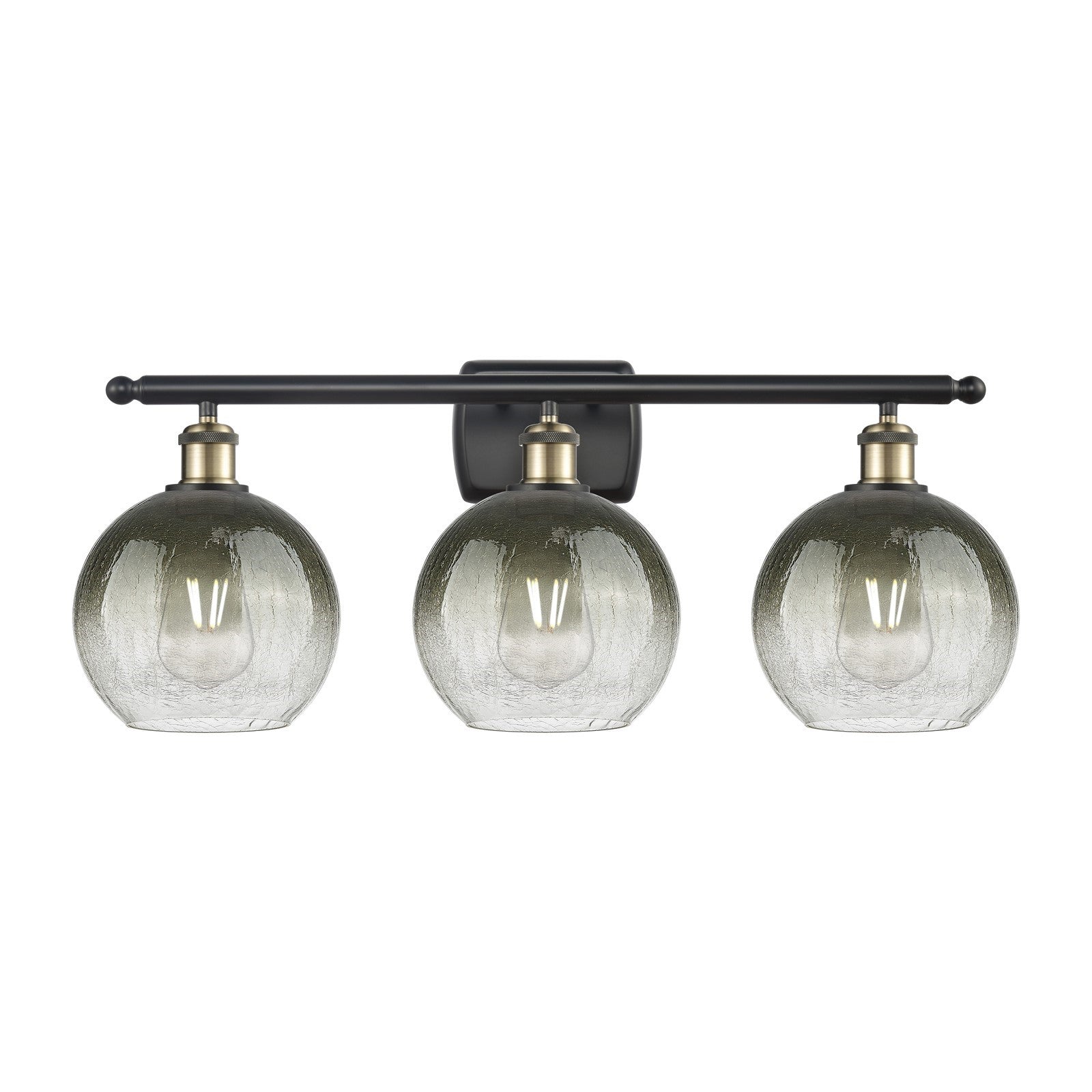 Innovations Brookhaven Globe 28in 3-Light Bath Vanity Light | Industrial Black Antique Brass and Slate Glass | Bathroom Vanity | Model 516-3W-BAB-G483-8SL