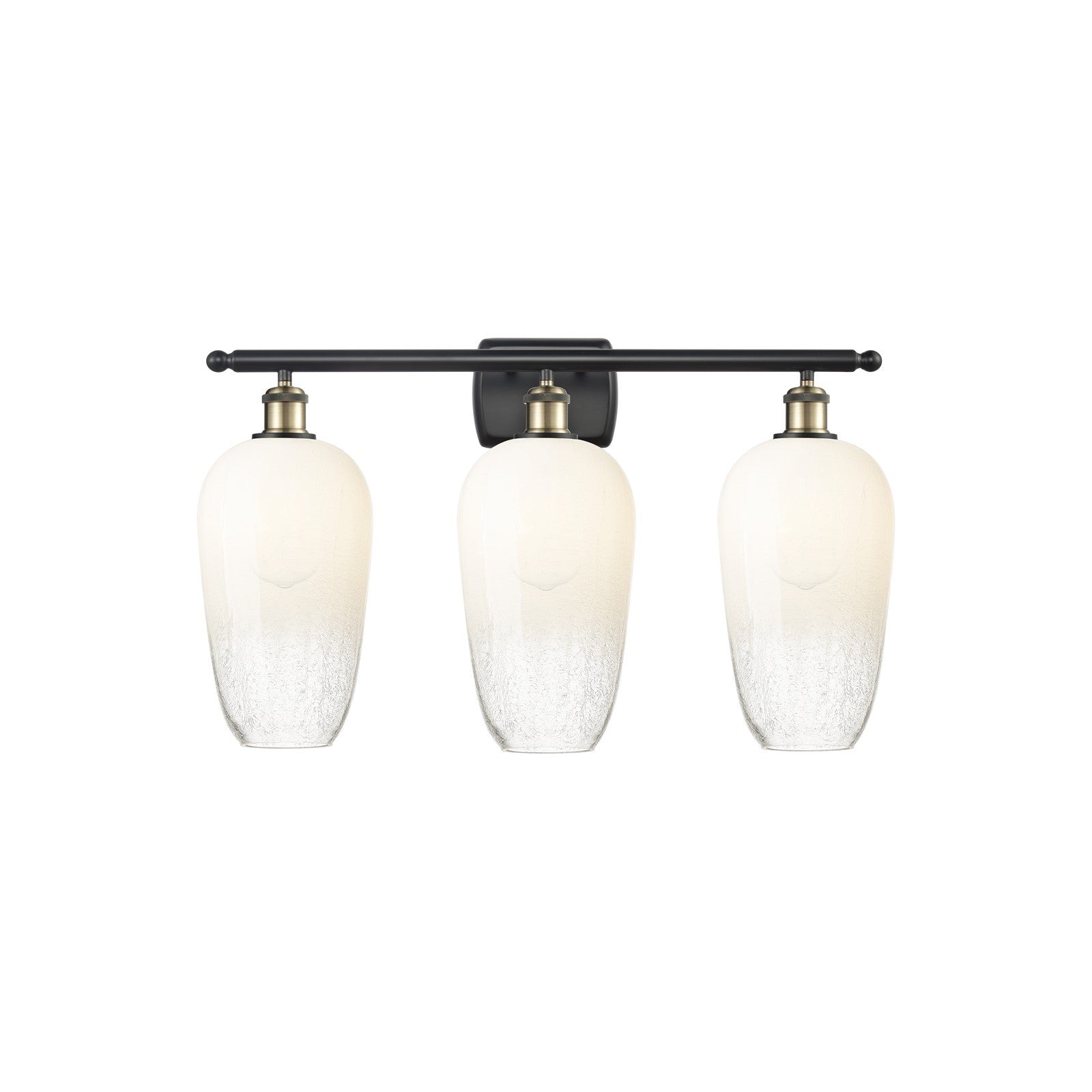 Innovations Brookhaven Flute 27in 3-Light Vanity Light | Industrial Black Antique Brass and Opal Glass | Bathroom Vanity | 27 | Model 516-3W-BAB-G484-7OP