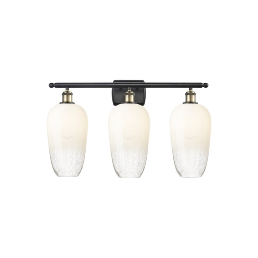 Innovations Brookhaven Flute 27in 3-Light Vanity Light | Industrial Black Antique Brass and Opal Glass | Bathroom Vanity | 27 | Model 516-3W-BAB-G484-7OP