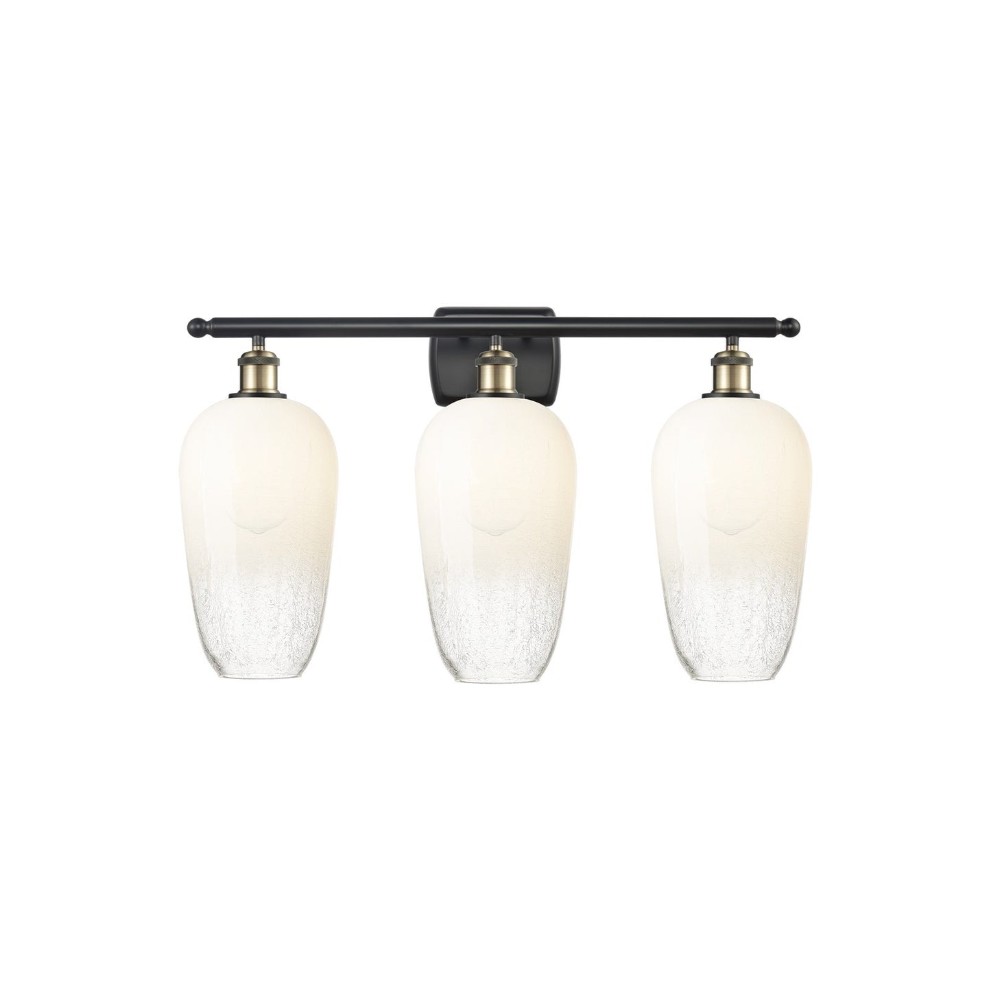Innovations Brookhaven Flute 27in 3-Light Vanity Light | Industrial Black Antique Brass and Opal Glass | Bathroom Vanity | 27 | Model 516-3W-BAB-G484-7OP