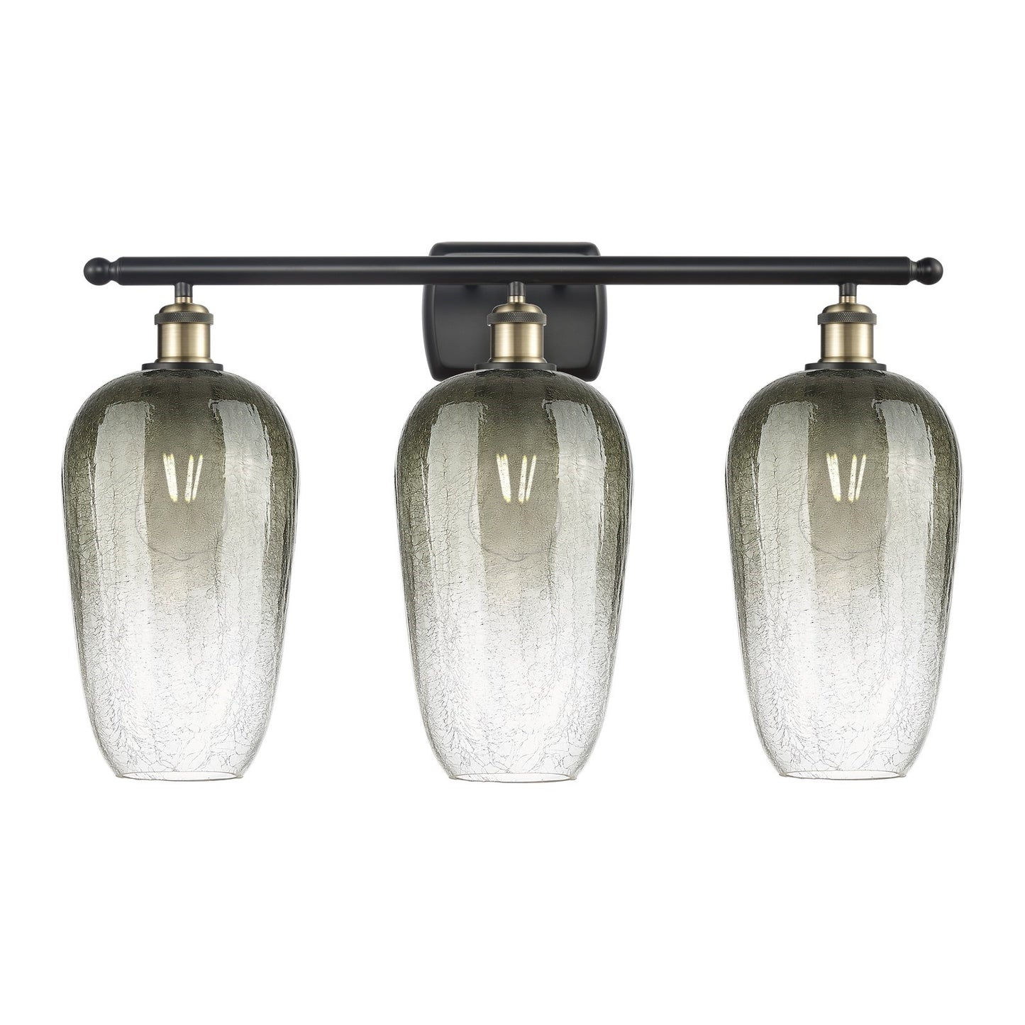 Innovations Brookhaven Flute 27in 3-Light Bath Vanity Light | Industrial Black Antique Brass Steel and Slate Glass | Bathroom | Model 516-3W-BAB-G484-7SL