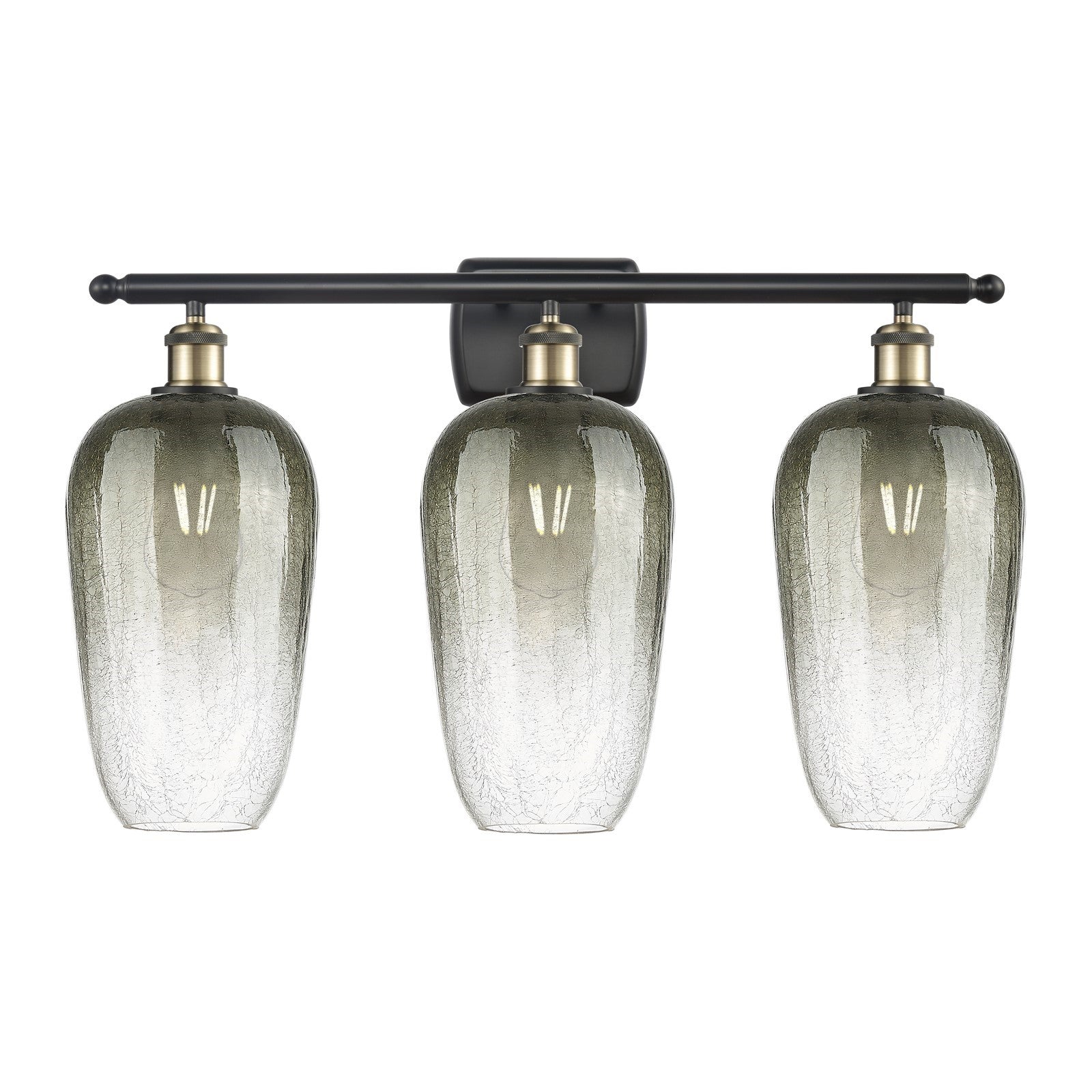 Innovations Brookhaven Flute 27in 3-Light Bath Vanity Light | Industrial Black Antique Brass Steel and Slate Glass | Bathroom | Model 516-3W-BAB-G484-7SL