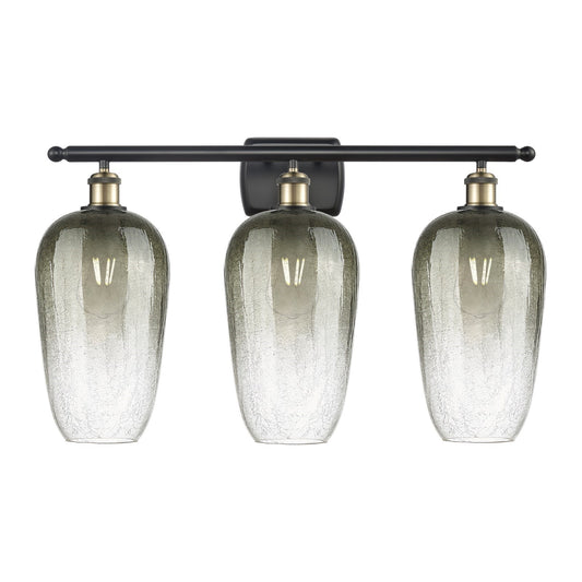 Innovations Brookhaven Flute 27in 3-Light Bath Vanity Light | Industrial Black Antique Brass Steel and Slate Glass | Bathroom | Model 516-3W-BAB-G484-7SL