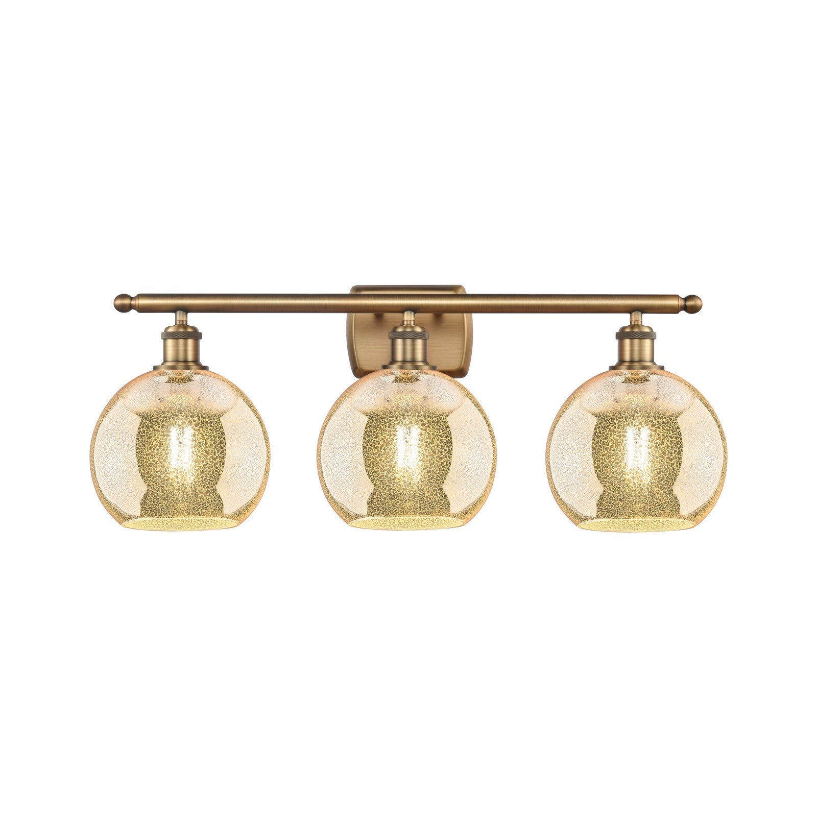 Innovations Athens 28in 3-Light Bath Vanity Light | Industrial Brushed Brass Steel and Mercury Glass | Bathroom Vanity | 28 x 11 | Model 516-3W-BB-G128-8