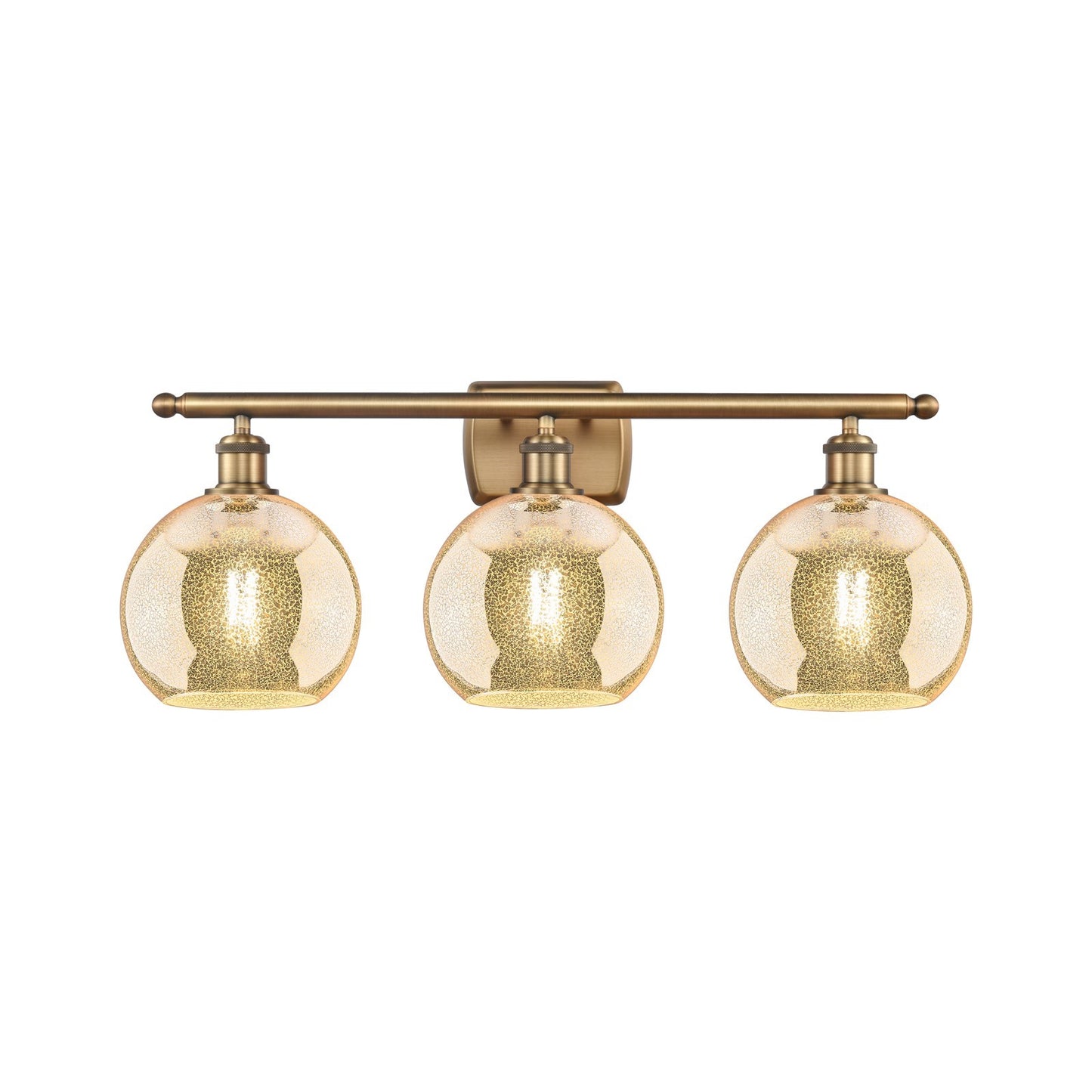 Innovations Athens 28in 3-Light Bath Vanity Light | Industrial Brushed Brass Steel and Mercury Glass | Bathroom Vanity | 28 x 11 | Model 516-3W-BB-G128-8