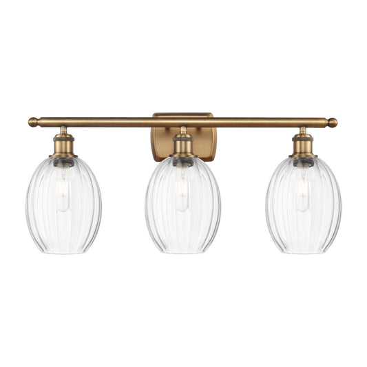 Innovations Preston Bulb 26in 3-Light Bath Vanity | Industrial Brushed Brass and Clear Glass | Bathroom Vanity | 26.25 x 11.75 | Model 516-3W-BB-G459-6CL