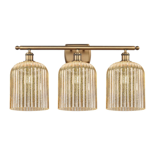 Innovations Bridal Veil 25in 3-Light Bath Vanity | Art Nouveau Brushed Brass and Mercury Ribbed Glass | Bathroom & Powder Room | Model 516-3W-BB-G559-8ME