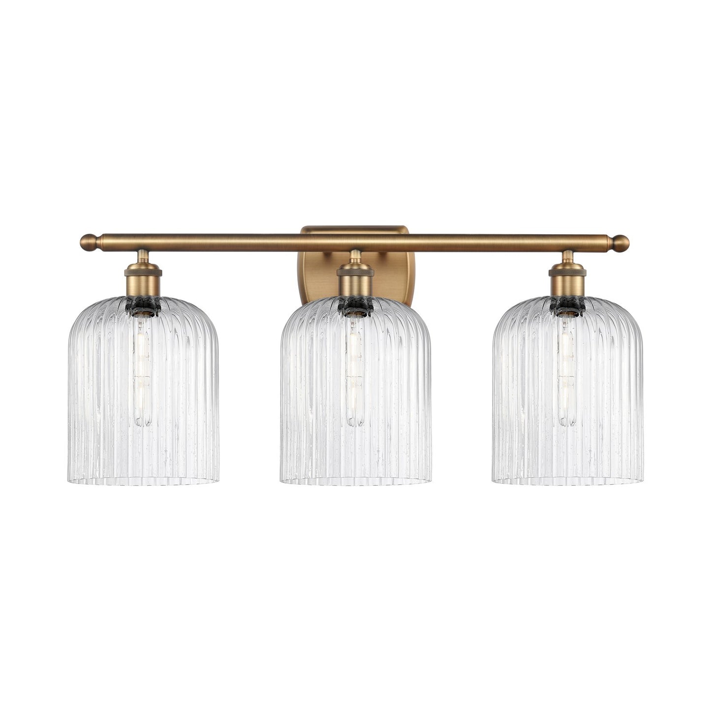 Innovations Bridal Veil 25in 3-Light Bath Vanity Light | Art Nouveau Brushed Brass and Seedy Ribbed Glass | Bathroom Vanity | Model 516-3W-BB-G559-8SDY