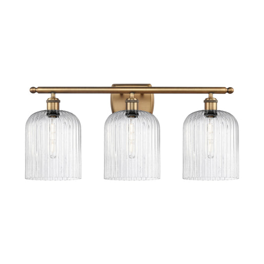 Innovations Bridal Veil 25in 3-Light Bath Vanity Light | Art Nouveau Brushed Brass and Seedy Ribbed Glass | Bathroom Vanity | Model 516-3W-BB-G559-8SDY