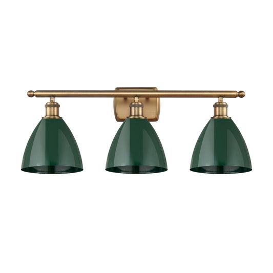 Innovations Plymouth 28in 3-Light Bath Vanity | Industrial Farmhouse Brushed Brass and Matte Green Metal | Kitchen & | Model 516-3W-BB-MBD-75-GR-LED