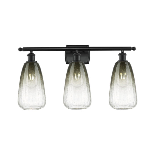 Innovations Brookhaven Almond 26in 3-Light Bath Vanity Light | Industrial Matte Black Steel and Slate Glass | Bathroom Vanity | Model 516-3W-BK-G480-6SL