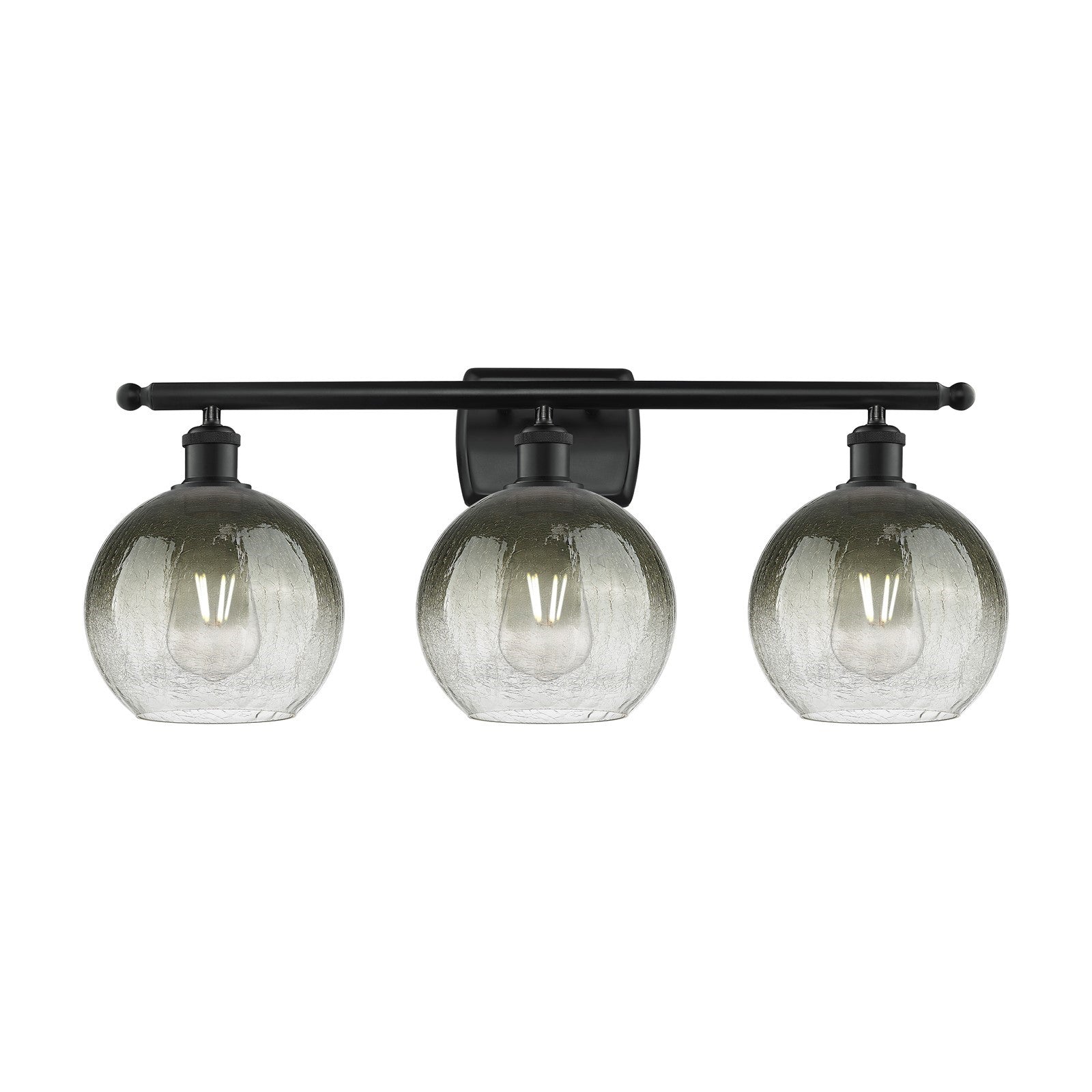 Innovations Brookhaven Globe 28in 3-Light Bath Vanity | Industrial Matte Black Steel and Slate Glass | Bathroom Vanity Lighting | Model 516-3W-BK-G483-8SL