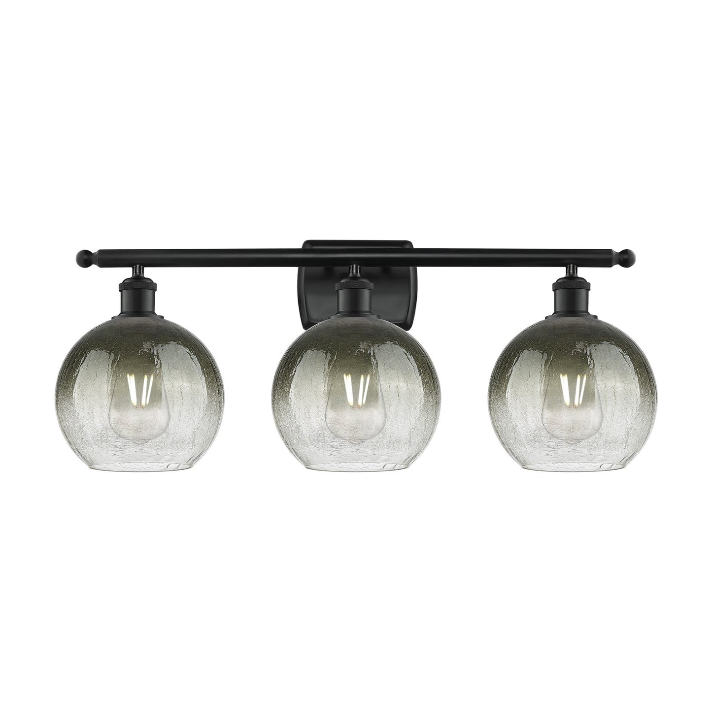 Innovations Brookhaven Globe 28in 3-Light Bath Vanity | Industrial Matte Black Steel and Slate Glass | Bathroom Vanity Lighting | Model 516-3W-BK-G483-8SL