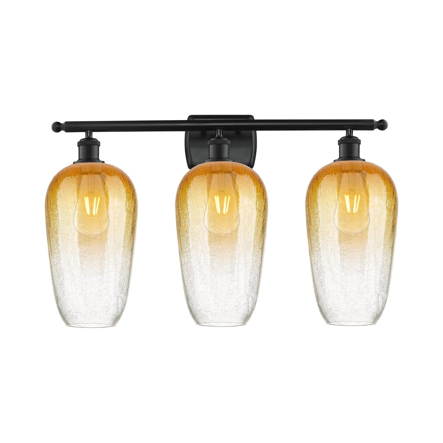 Innovations Brookhaven Flute 27in 3-Light Bath Vanity | Industrial Matte Black Steel and Amber Glass | Bathroom Vanity & Powder | Model 516-3W-BK-G484-7AM