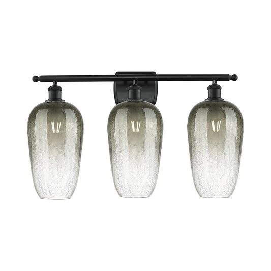 Innovations Brookhaven Flute 27in 3-Light Bath Vanity | Industrial Matte Black Steel and Slate Glass | Bathroom & Powder Room | Model 516-3W-BK-G484-7SL