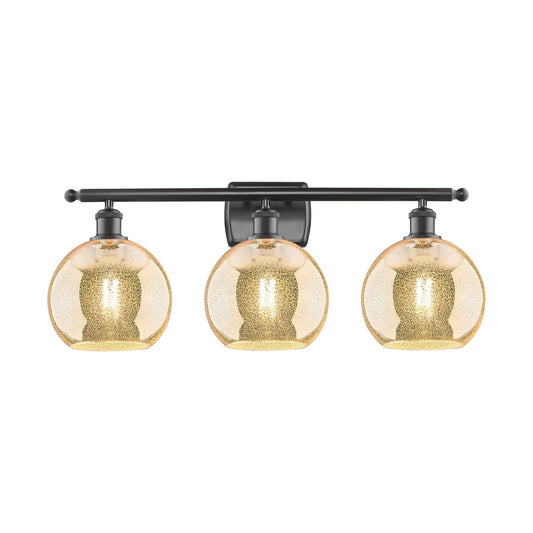 Innovations Athens 28in 3-Light Bath Vanity Light | Industrial Oil Rubbed Bronze Steel and Mercury Glass | Bathroom Vanity | 28 x | Model 516-3W-OB-G128-8