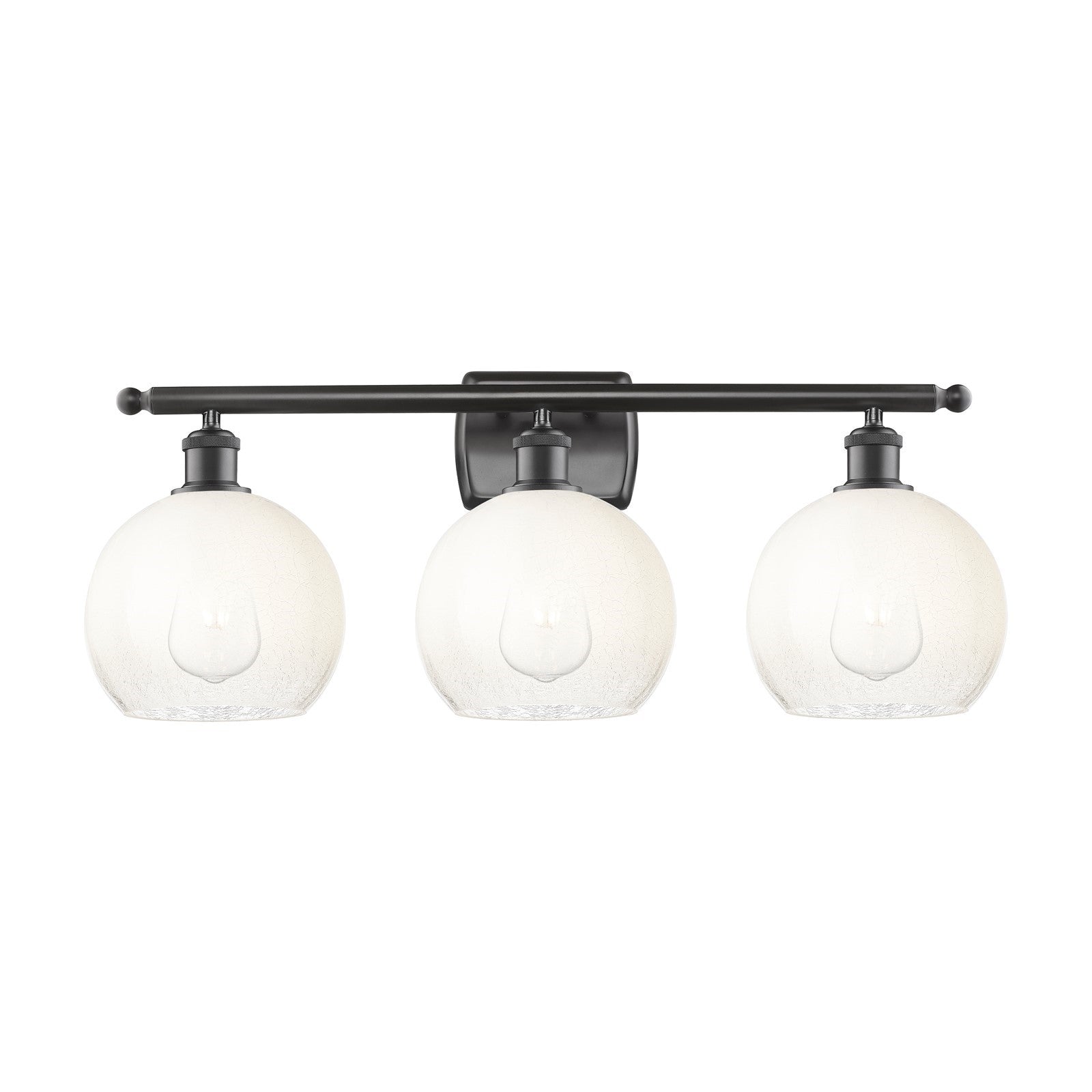 Innovations Brookhaven Globe 28in 3-Light Bath Vanity Light | Industrial Oil Rubbed Bronze Steel and Opal Glass | Bathroom | Model 516-3W-OB-G483-8OP