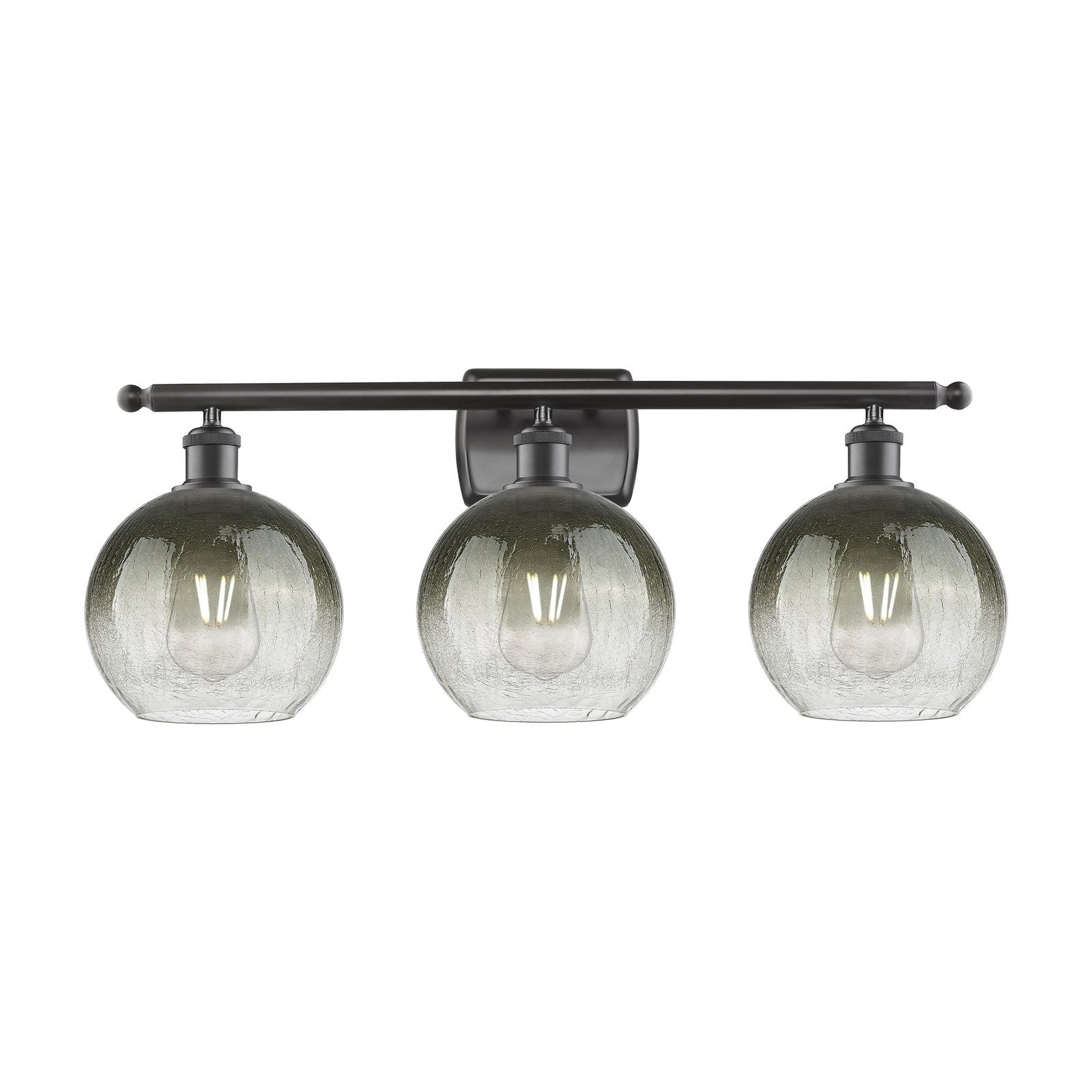 Innovations Brookhaven Globe 28in 3-Light Bath Vanity Light | Industrial Oil Rubbed Bronze Steel and Slate Glass | Bathroom | Model 516-3W-OB-G483-8SL